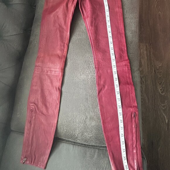 Blood Red J Brand Leather Pants Size 25 - Picture 6 of 10